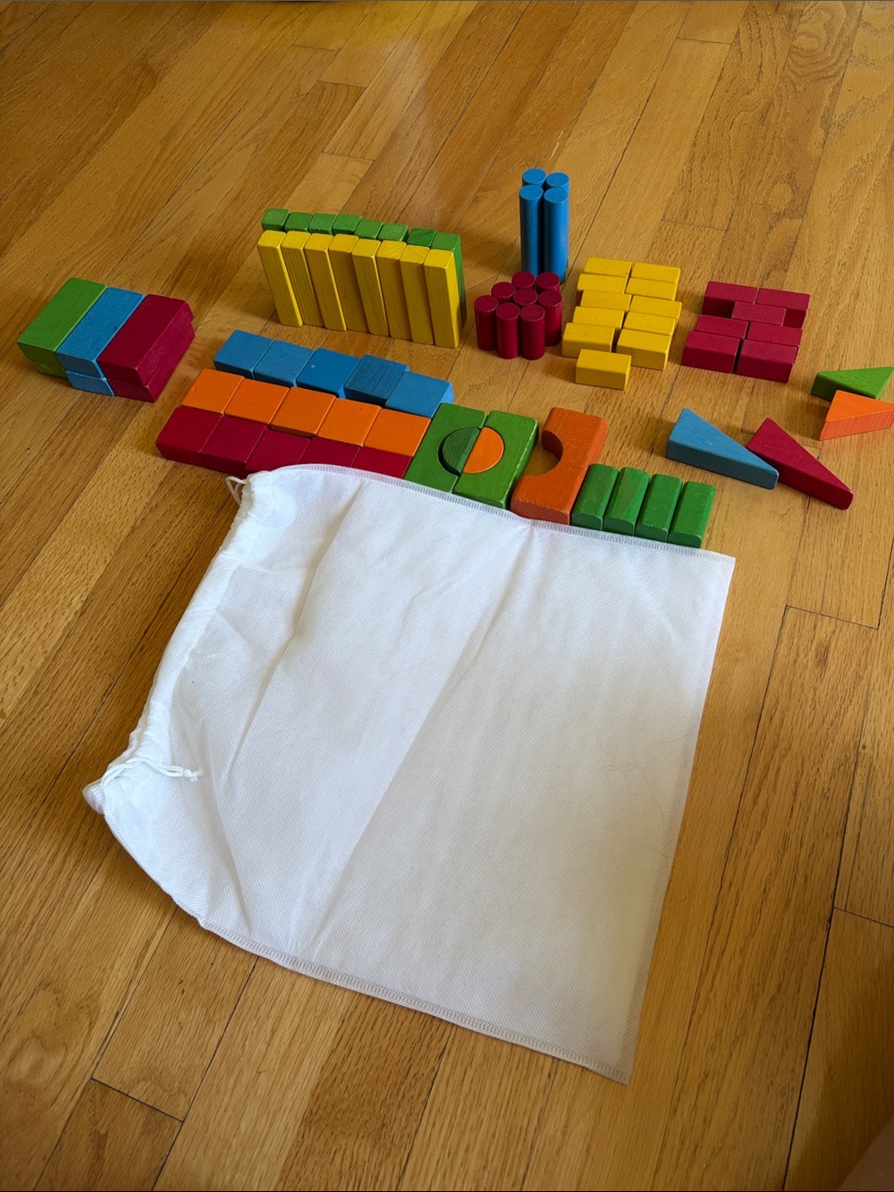 80 pc. Vintage 70s Wooden Counting & Building Blocks Set - Multicolor